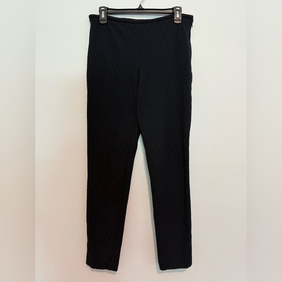 J.Mclaughlin Womens Side Zip Slim Straight Pants Black Size 8 Textured - Picture 1 of 5